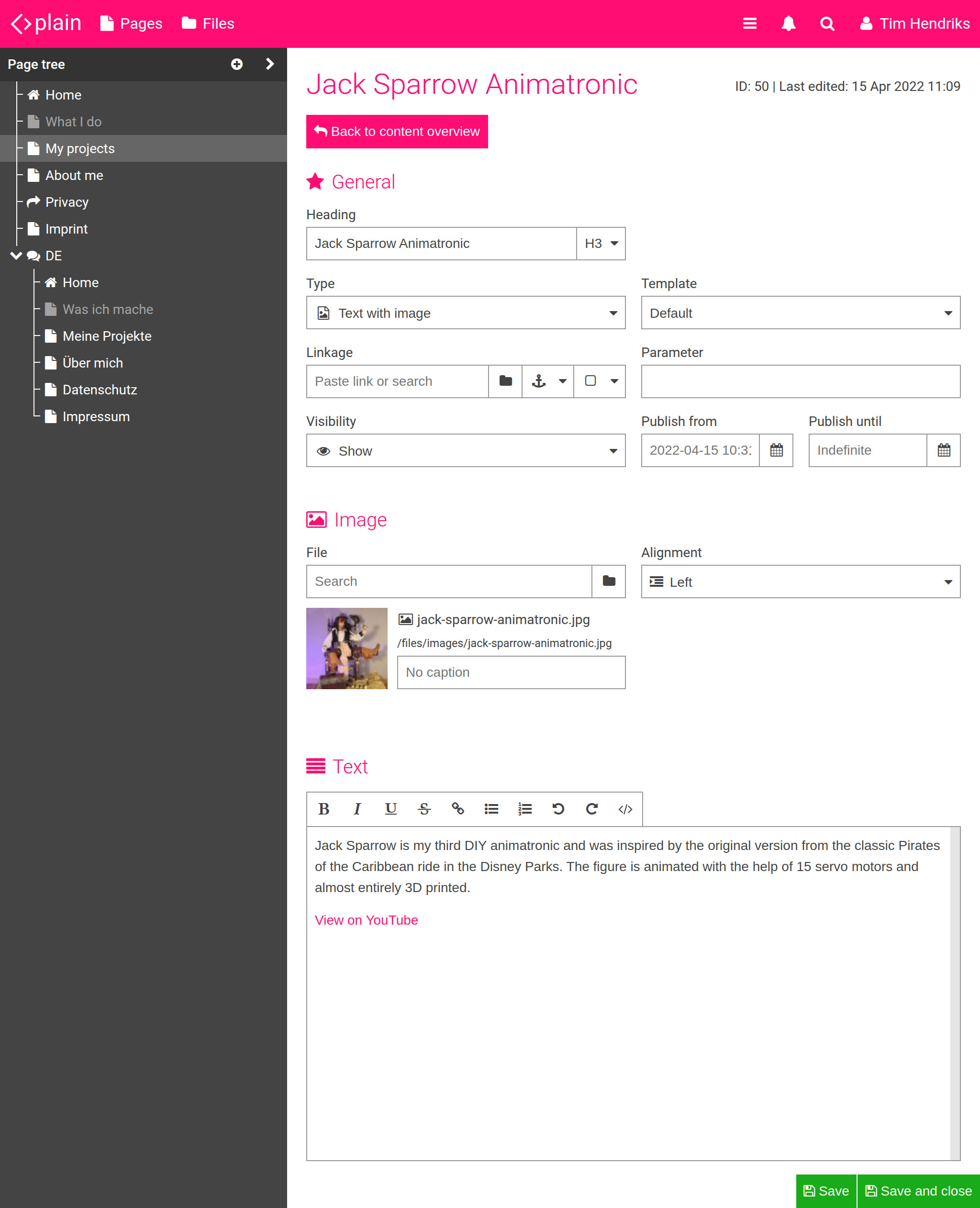 Screenshot of Plain CMS